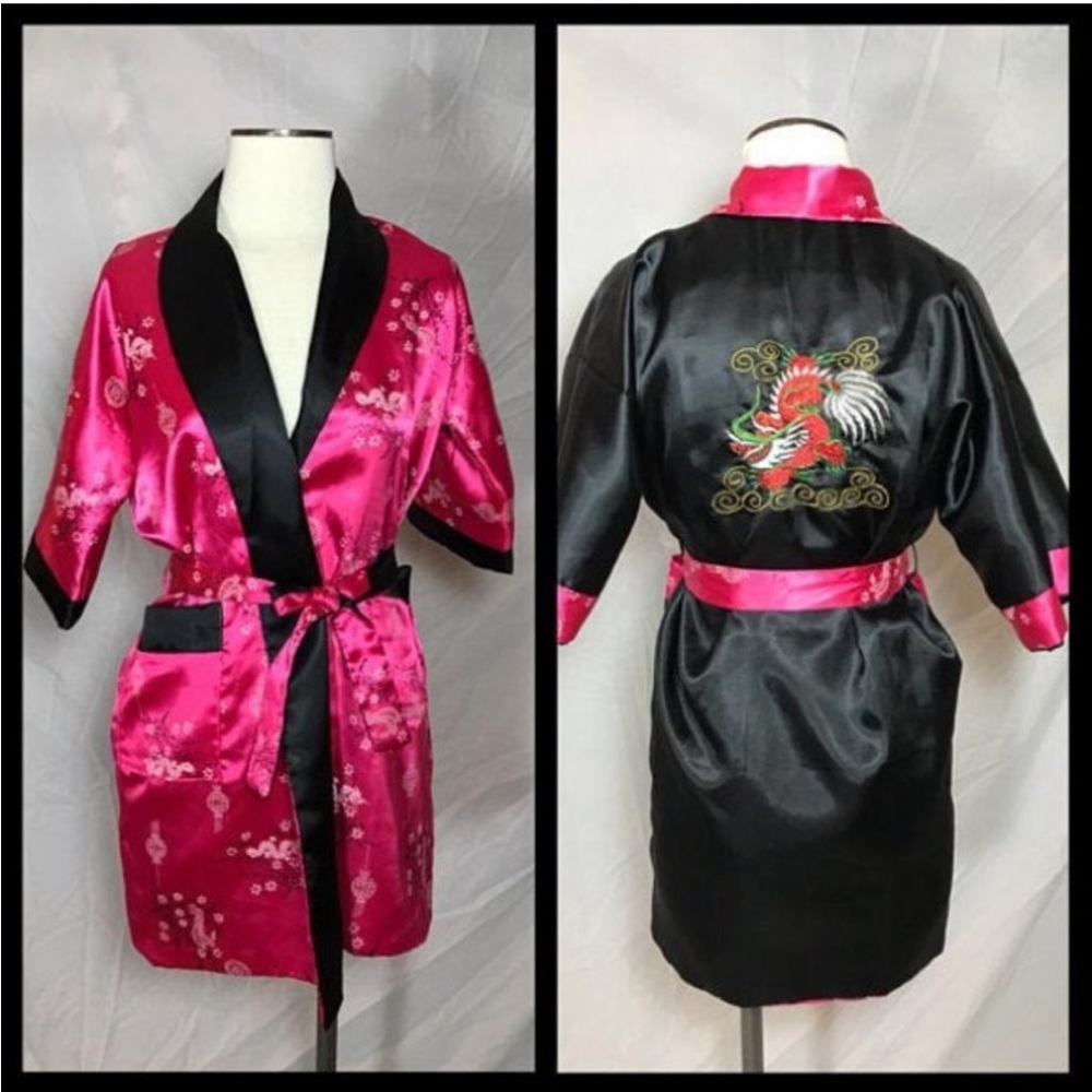 VINTAGE Japanese Silk Dragon Embroidered Kimono - L - Picture 2 of 16